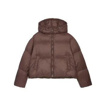 PAZZO Petite Fashion Elegance Loose Fit Versatile Cropped Hooded Down Jacket Women's