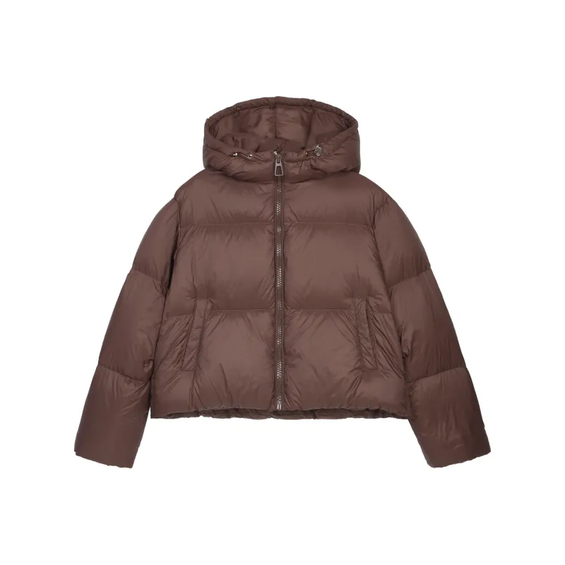 PAZZO Petite Fashion Elegance Loose Fit Versatile Cropped Hooded Down Jacket Women's-0