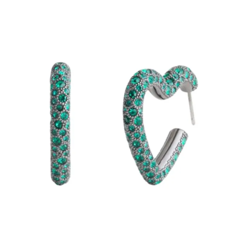 COACH Brass Plated, Glass, Cubic Zircon, Titanium Earrings Women's Green-0