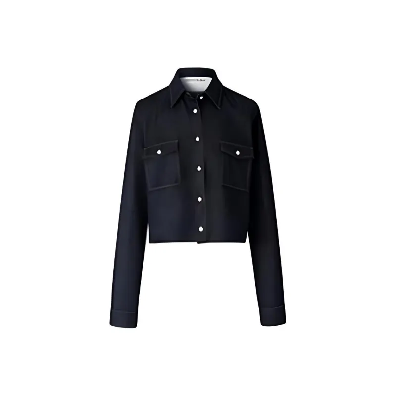 III VIVINIKO Denim Jacket Women's Navy Blue-0