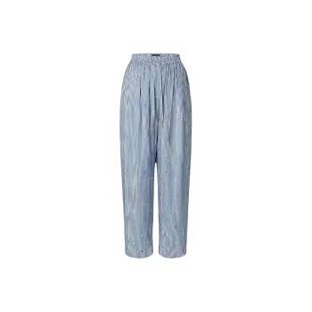 LOUIS VUITTON Bejeweled Pinstripe Baggy Pajama Pants