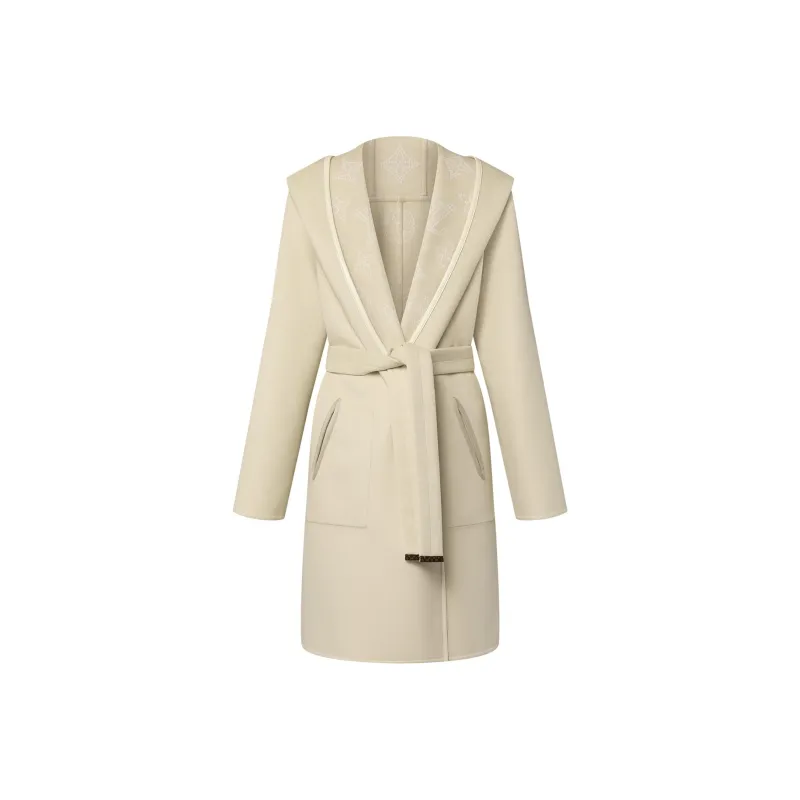 Lv Reversible Signature Hooded Wrap Coat-0