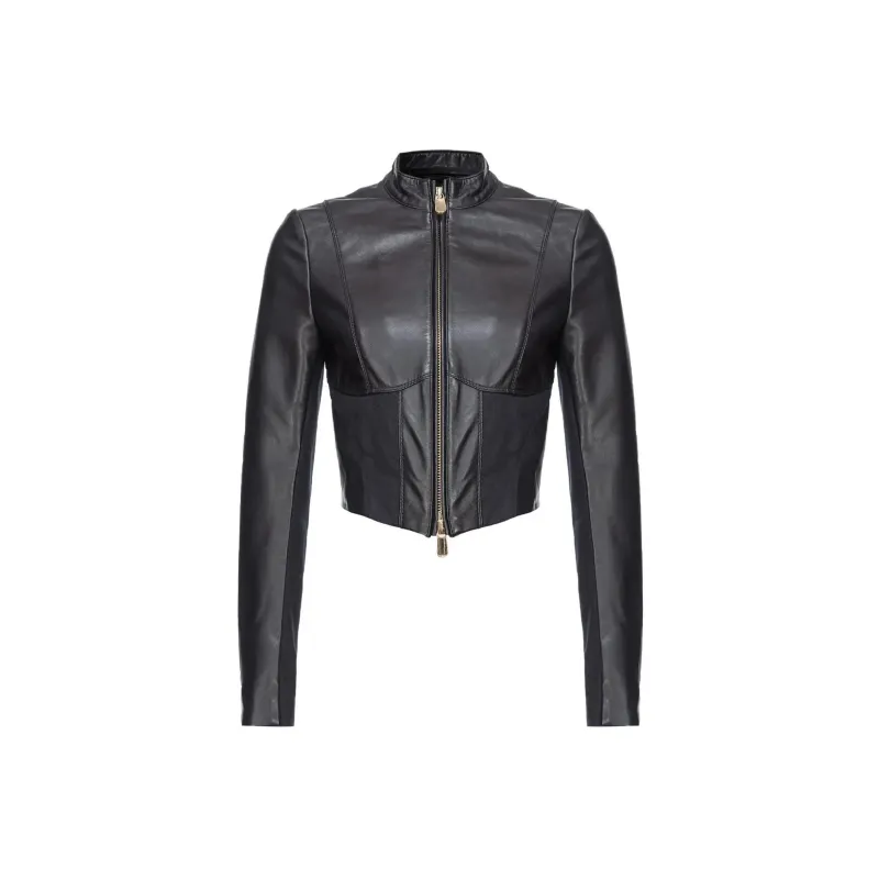 PINKO Zip Up Mock Neck Cropped Jacket-0