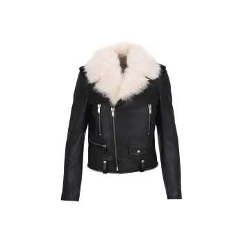 SAINT LAURENT Leather Jacket Women's Black