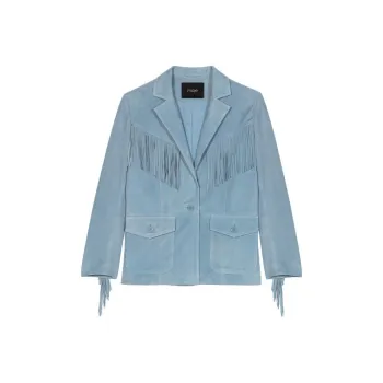 Maje Leather Jacket Women's Blue