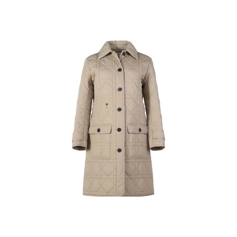 DIOR Puffer Jacket Coat Women's Beige Khaki-0