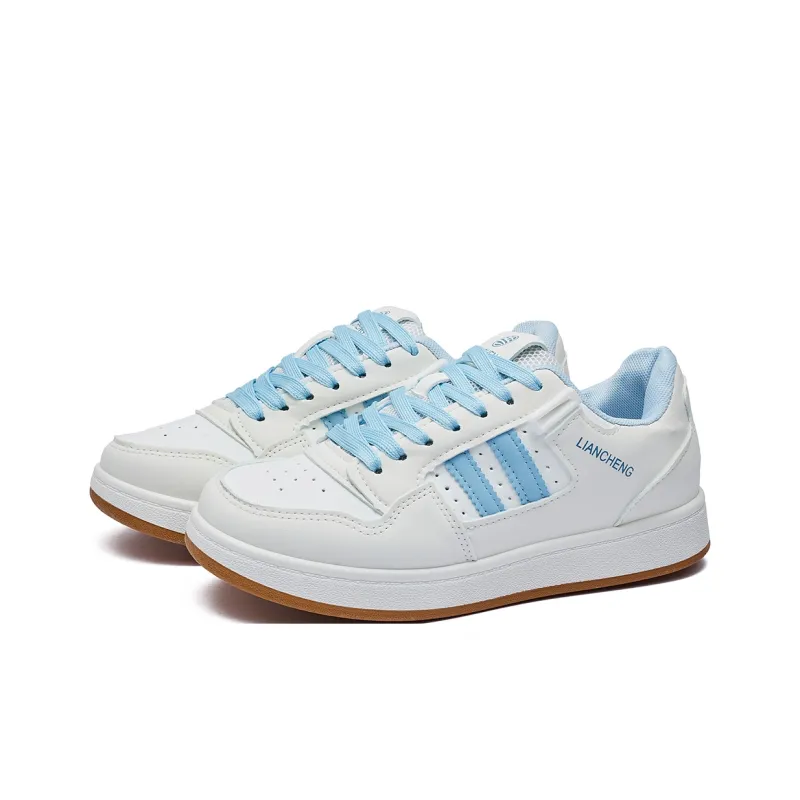 FCS Slip Resistant Cushioning Low Top Skateboard Shoes Women's White Blue-1