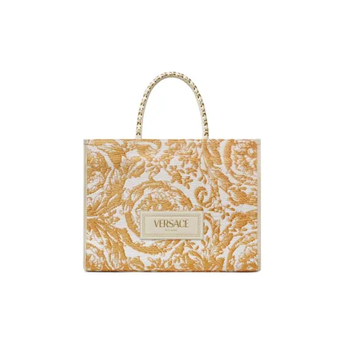 FANSIZHE Barocco Viscose Neoprene Bag, Shopping Bag, Crossbody Bag, Handbag Medium Size Women's White & Gold