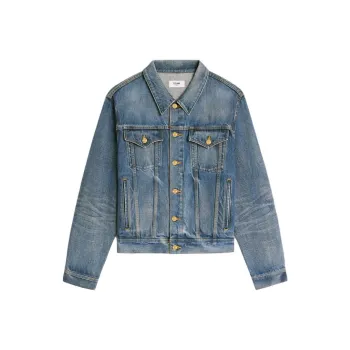 CELINE Oversized Trucker Jacket In Union Wash Denim