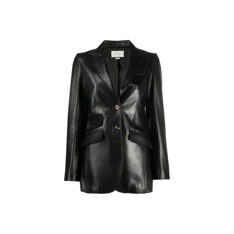 GUCCI Leather Jackets Women's Black-0