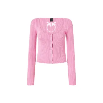 PINKO Ribbed Cropped Cardigan