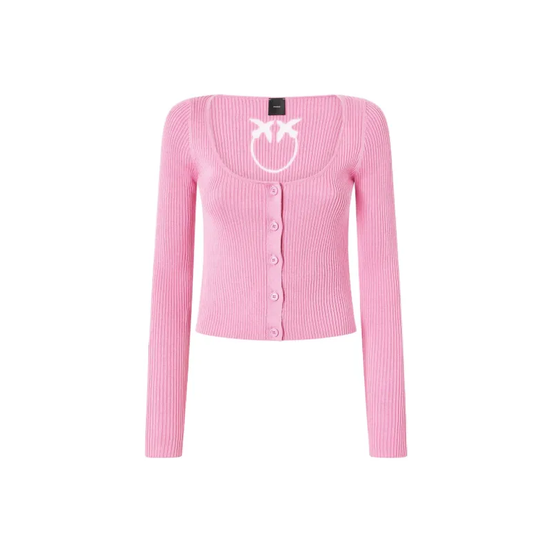 PINKO Ribbed Cropped Cardigan-0