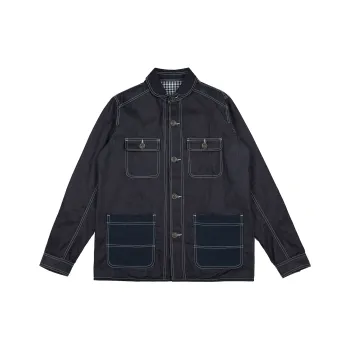BLUELANDINC Loose Fit Moderate Denim Jacket Women's Dark Blue