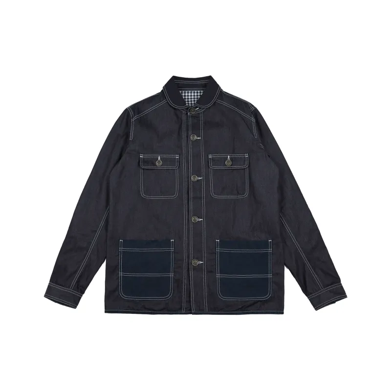 BLUELANDINC Loose Fit Moderate Denim Jacket Women's Dark Blue-0