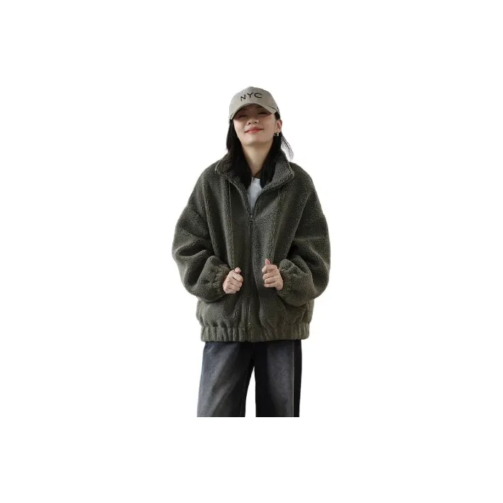 Demana Velvet feel Coat Women's Gray Pea Green-0