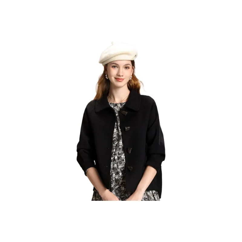 FENHONGMALI Coats Women's Black-0