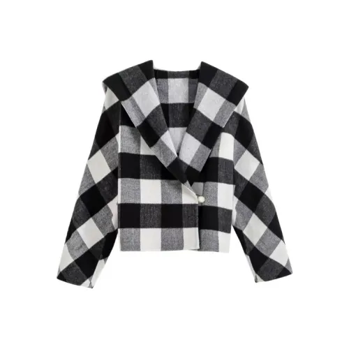 DEAR DEER PUFF Coats Women's Plaid