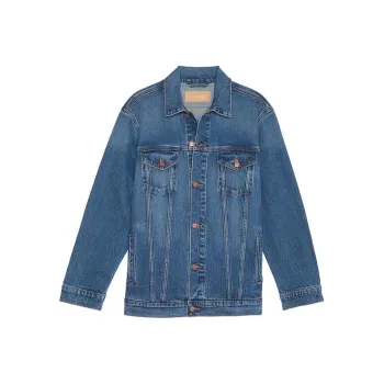 Victoria's Secret PINK Denim By PINK Oversized Jean Jacket / Medium Wash Denim Jacket Women's Blue