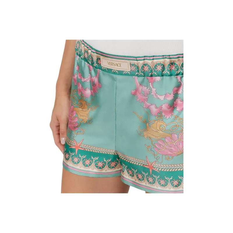 VERSACE Underwater Barocco Silk Shorts-4