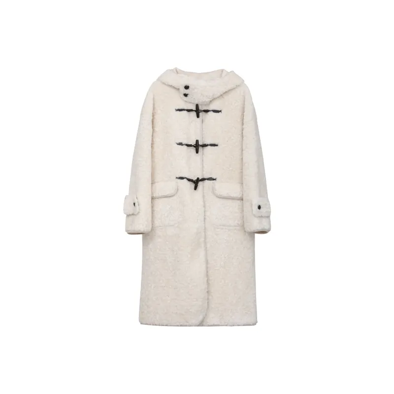 Fstudio Shearling Preppy Style Coat Women's Ecru-0