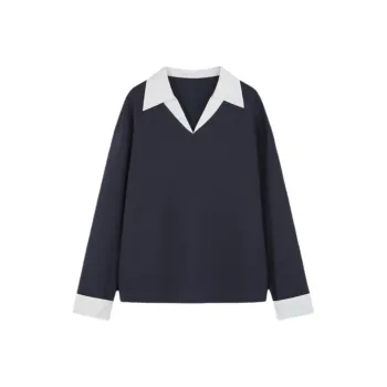Mo Han Yi Mei Sweatshirt Women's Navy Blue & White