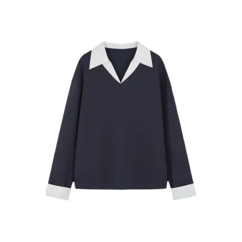 Mo Han Yi Mei Sweatshirt Women's Navy Blue & White