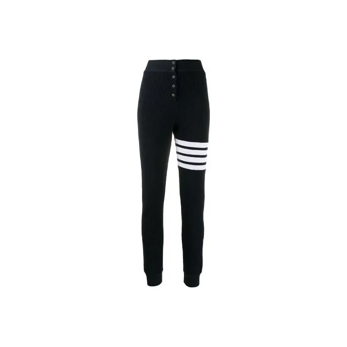 THOM BROWNE Knitted Sweatpants Women's Marine Blue-0