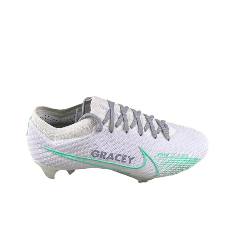 Nike ZOOM VAPOR 15 ELITE FG Rubber Long Studs Anti Slip Wear Resistant Soccer Shoes Unisex White-1