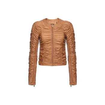 PINKO Leather Ruched Jacket