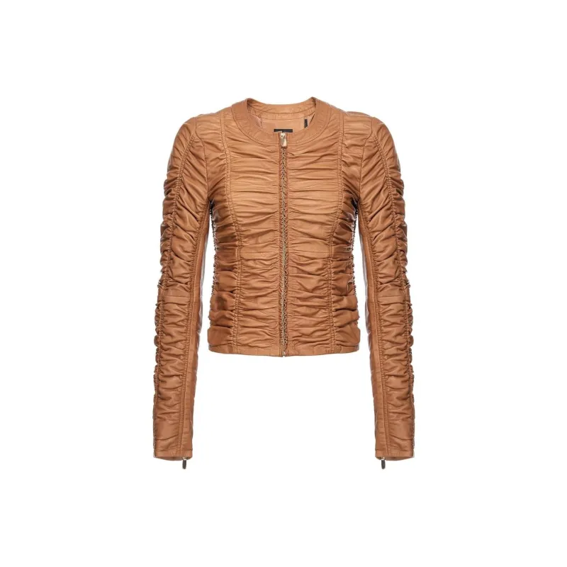PINKO Leather Ruched Jacket-0