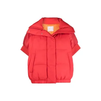 Sacai FW21 Solid Color Lapel Loose Fit Puffer Jacket Women's Red