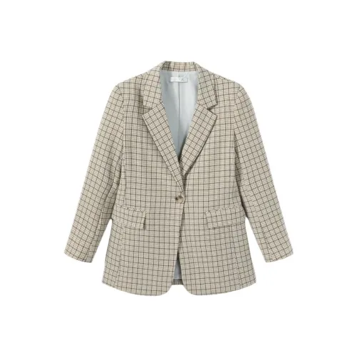EICHITOO Business Suit Women's Light Green Plaid