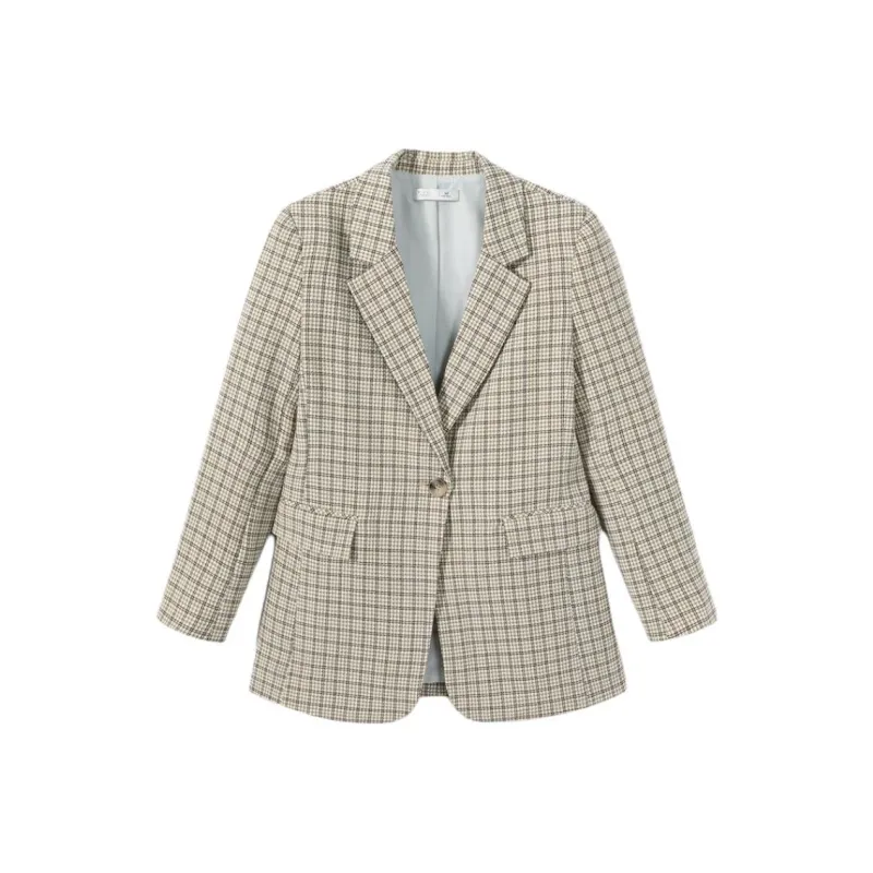 EICHITOO Business Suit Women's Light Green Plaid-0