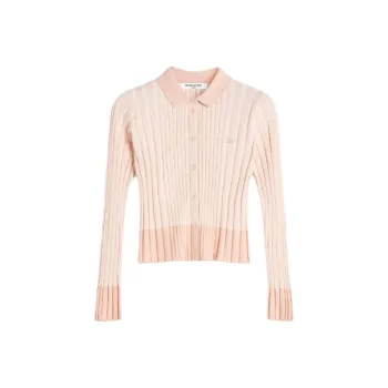 Maison Kitsune Baby Fox Patch Pleated Ribbed Cardigan