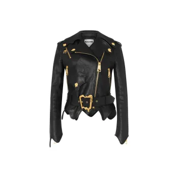 MOSCHINO Leather Jackets Women's Black