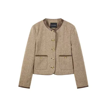 PEACEBIRD Cropped Coat Women's Brown