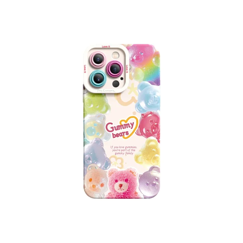 I Create My Art Silicone Material Bear Gummies Phone Cases Compatibility Apple 16/15/14/13/12 Series-6