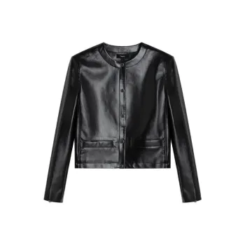 THEORY Leather Jacket Women's Black