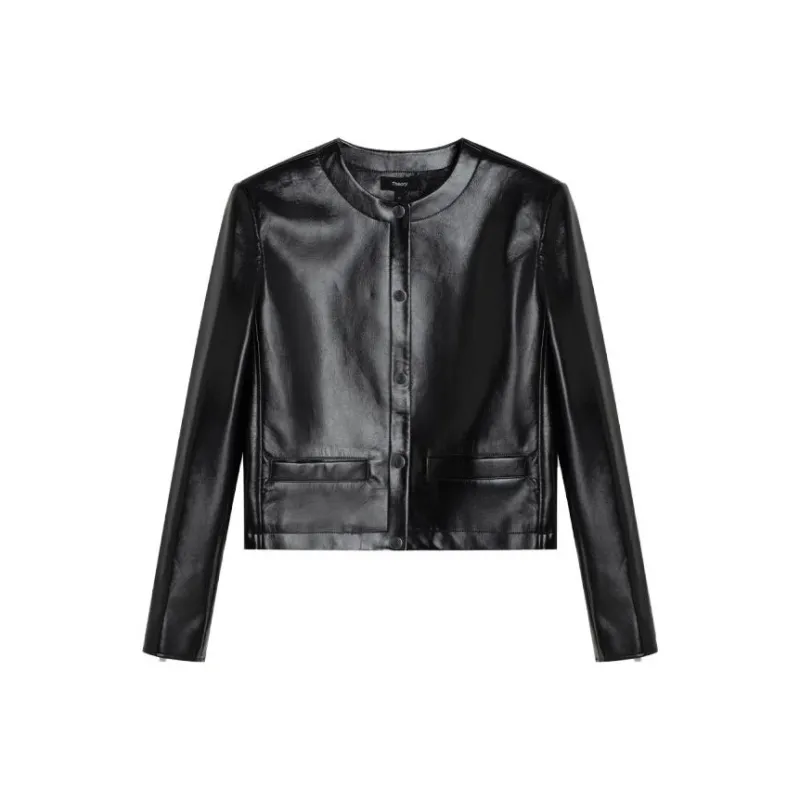 THEORY Leather Jacket Women's Black-0