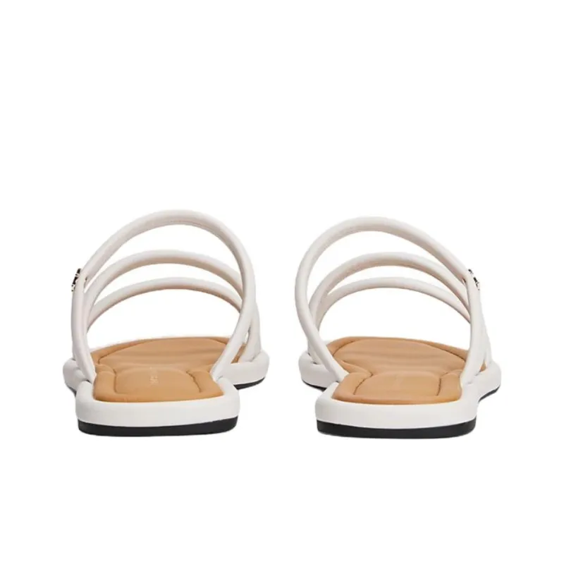 Tommy Hilfiger TH Monogram Rubber Sole Abrasion Resistant Slide Slippers Women's Beige-4