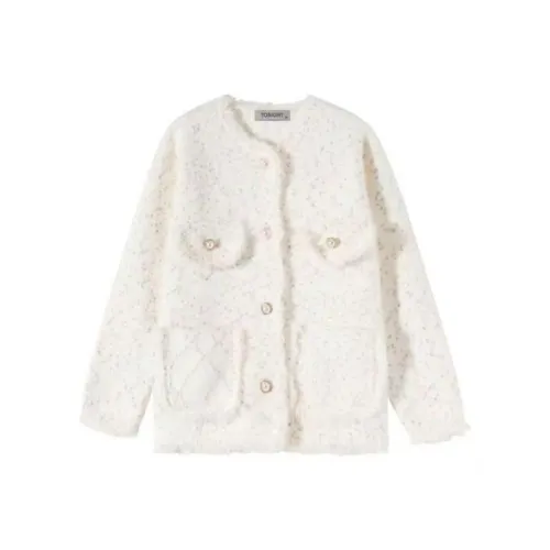 PAIN OR PLEASURE Cropped Coats Women's White