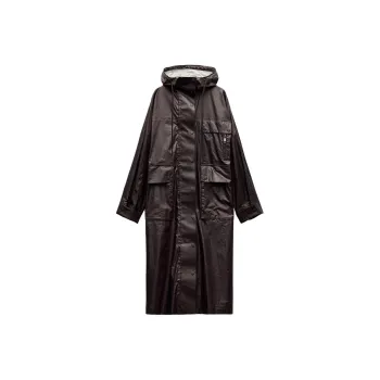ZARA Trench Coat Women's Burgundy Red