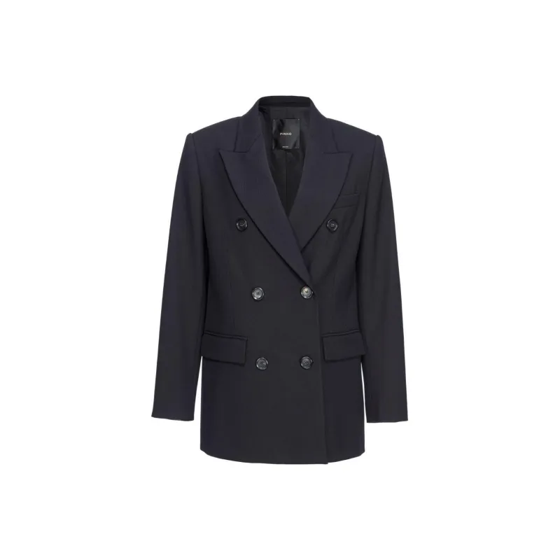 PINKO Double Breasted Tailored Twill Blazer-0