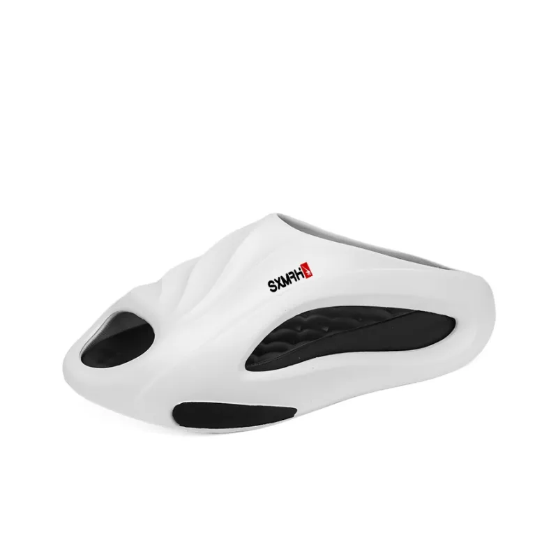 Binary EVA Quick Dry Slip Resistant Slide Slippers Unisex White Black-3