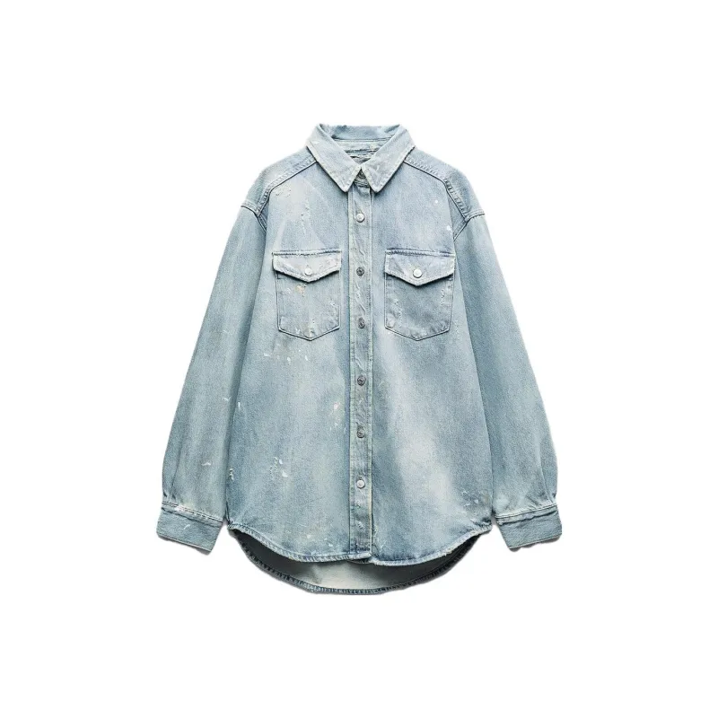 ZARA Denim Jackets Women's Blue-0