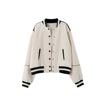 SOON FLOWER Baseball Jacket Women's Ecru