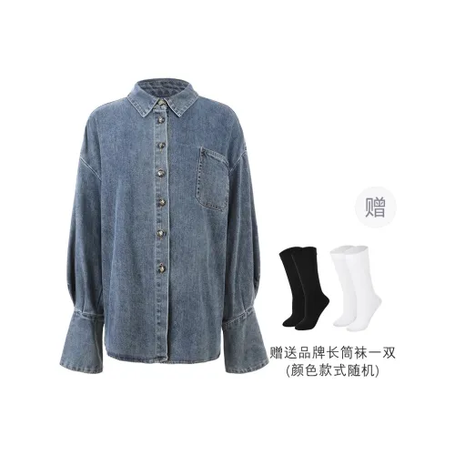 BSEVENI Denim Jacket Women's Denim Blue