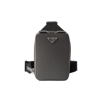 PRADA Saffiano Cow Leather Sling Bag Men's Gray