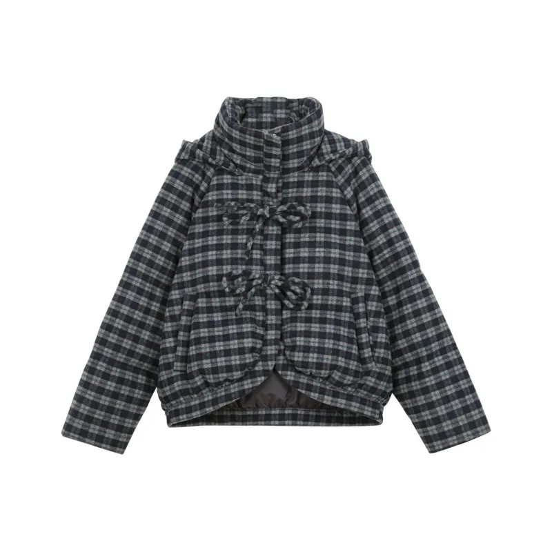 Omont Down Jacket Women's Navy Blue Plaid-0