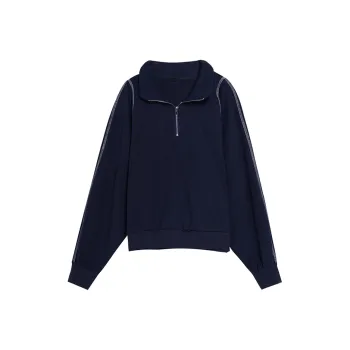 PAZZO Hong Kong Style Vintage Chic Top Half Zip Sweatshirt Women's